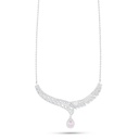 Sterling Silver 925 Necklace Rhodium Plated Embedded With Pink Zircon And White Zircon