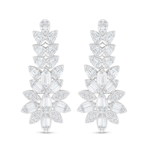 [EAR01WCZ00000C877] Sterling Silver 925 Earring Rhodium Plated Embedded With White Zircon