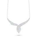 Sterling Silver 925 Necklace Rhodium Plated Embedded With White Zircon