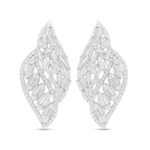 [EAR01WCZ00000C878] Sterling Silver 925 Earring Rhodium Plated Embedded With White Zircon