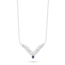 Sterling Silver 925 Necklace Rhodium Plated Embedded With Sapphire Corundum And White Zircon