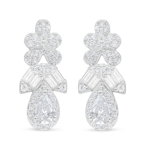 [EAR01WCZ00000C879] Sterling Silver 925 Earring Rhodium Plated Embedded With White Zircon