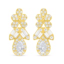 Sterling Silver 925 Earring Golden Plated Embedded With White Zircon