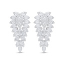 Sterling Silver 925 Earring Rhodium Plated Embedded With White Zircon