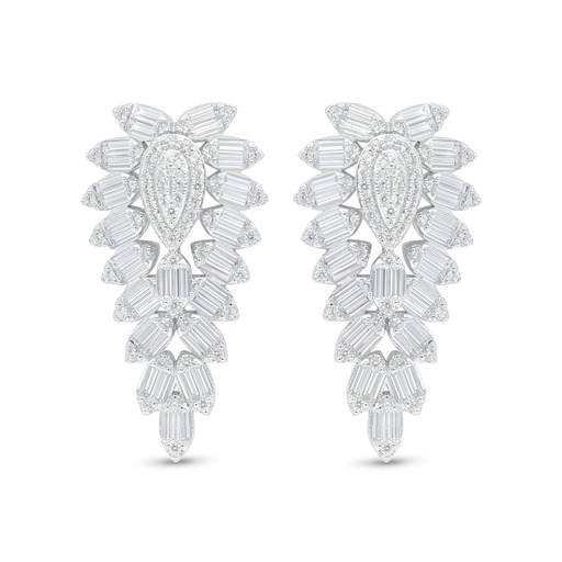 [EAR01WCZ00000C880] Sterling Silver 925 Earring Rhodium Plated Embedded With White Zircon