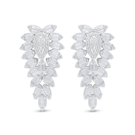 [EAR01WCZ00000C880] Sterling Silver 925 Earring Rhodium Plated Embedded With White Zircon