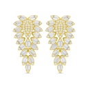 Sterling Silver 925 Earring Golden Plated Embedded With White Zircon