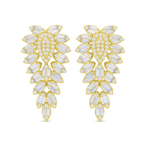 [EAR02WCZ00000C880] Sterling Silver 925 Earring Golden Plated Embedded With White Zircon