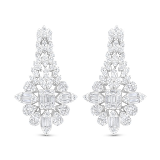 [EAR01WCZ00000C881] Sterling Silver 925 Earring Rhodium Plated Embedded With White Zircon