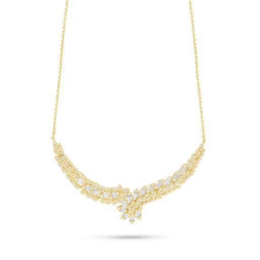 [NCL02WCZ00000B964] Sterling Silver 925 Necklace Golden Plated Embedded With White Zircon