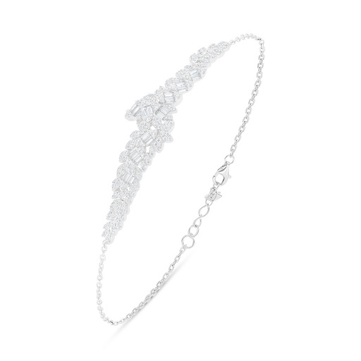 [BRC01WCZ00000B451] Sterling Silver 925 Bracelet Rhodium Plated Embedded With White Zircon