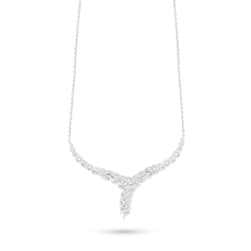 [NCL01WCZ00000B965] Sterling Silver 925 Necklace Rhodium Plated Embedded With White Zircon