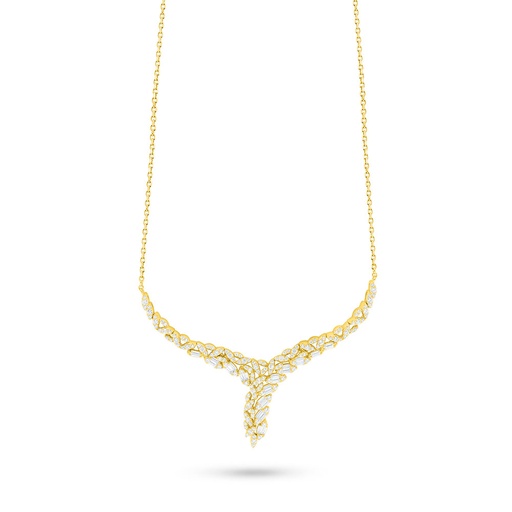 [NCL02WCZ00000B965] Sterling Silver 925 Necklace Golden Plated Embedded With White Zircon