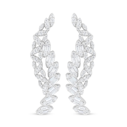 [EAR01WCZ00000C883] Sterling Silver 925 Earring Rhodium Plated Embedded With White Zircon
