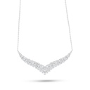 Sterling Silver 925 Necklace Rhodium Plated Embedded With White Zircon