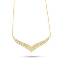 Sterling Silver 925 Necklace Golden Plated Embedded With White Zircon