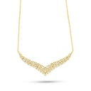 Sterling Silver 925 Necklace Golden Plated Embedded With White Zircon