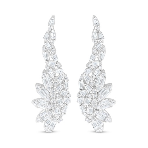 [EAR01WCZ00000C884] Sterling Silver 925 Earring Rhodium Plated Embedded With White Zircon