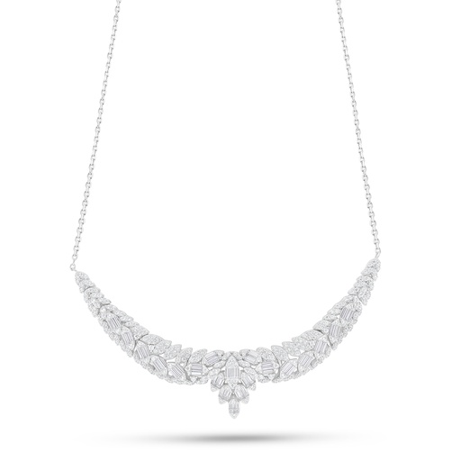 [NCL01WCZ00000B967] Sterling Silver 925 Necklace Rhodium Plated Embedded With White Zircon