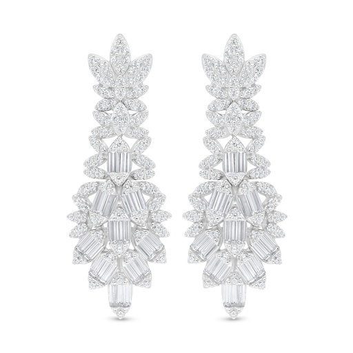 [EAR01WCZ00000C885] Sterling Silver 925 Earring Rhodium Plated Embedded With White Zircon