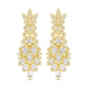 Sterling Silver 925 Earring Golden Plated Embedded With White Zircon