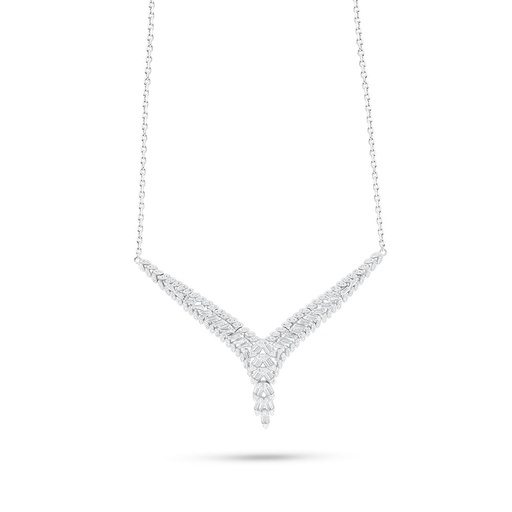 [NCL01WCZ00000B968] Sterling Silver 925 Necklace Rhodium Plated Embedded With White Zircon