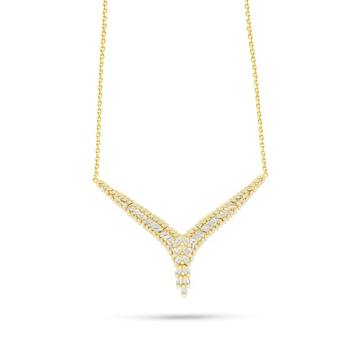 [NCL02WCZ00000B968] Sterling Silver 925 Necklace Golden Plated Embedded With White Zircon