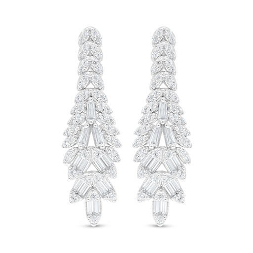 [EAR01WCZ00000C886] Sterling Silver 925 Earring Rhodium Plated Embedded With White Zircon
