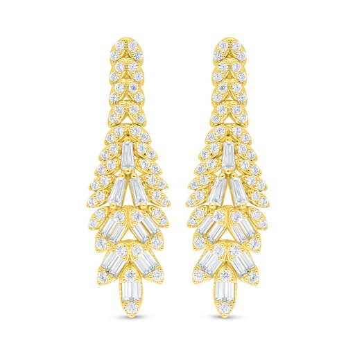 [EAR02WCZ00000C886] Sterling Silver 925 Earring Golden Plated Embedded With White Zircon