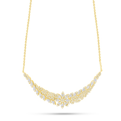 [NCL02WCZ00000B969] Sterling Silver 925 Necklace Golden Plated Embedded With White Zircon