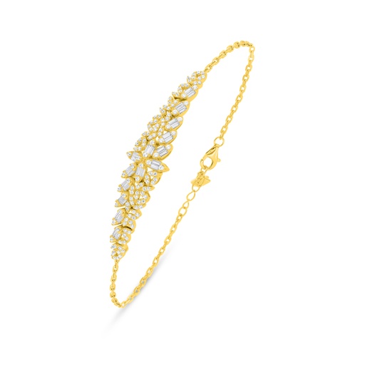 [BRC02WCZ00000B456] Sterling Silver 925 Bracelet Golden Plated Embedded With Yellow Diamond 