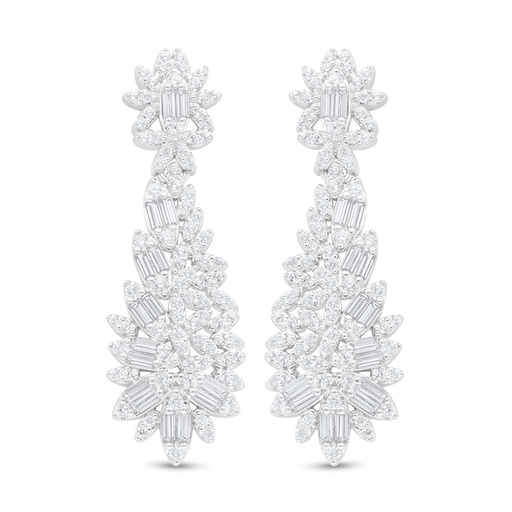 [EAR01WCZ00000C887] Sterling Silver 925 Earring Rhodium Plated Embedded With White Zircon