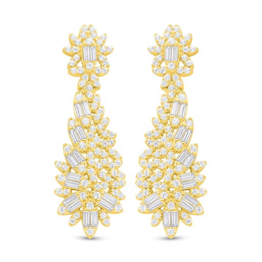 [EAR02WCZ00000C887] Sterling Silver 925 Earring Golden Plated Embedded With White Zircon