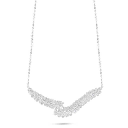 [NCL01WCZ00000B970] Sterling Silver 925 Necklace Rhodium Plated Embedded With White Zircon