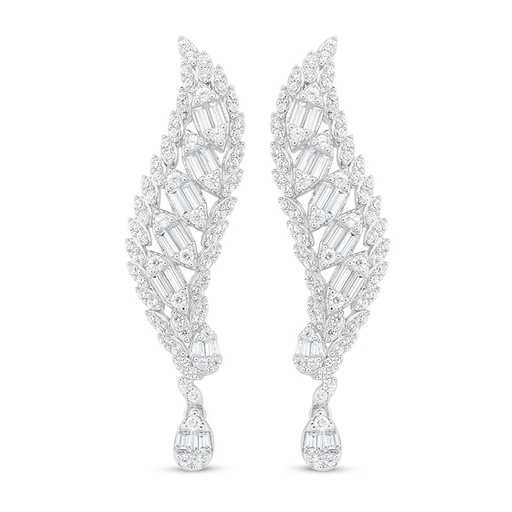 [EAR01WCZ00000C889] Sterling Silver 925 Earring Rhodium Plated Embedded With White Zircon