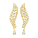 Sterling Silver 925 Earring Golden Plated Embedded With White Zircon