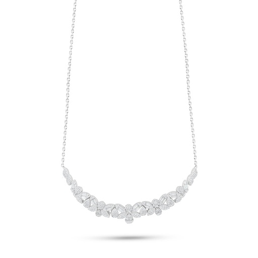 [NCL01WCZ00000B972] Sterling Silver 925 Necklace Rhodium Plated Embedded With White Zircon