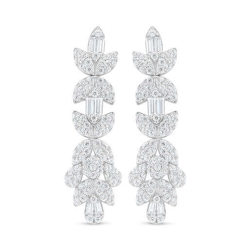 [EAR01WCZ00000C890] Sterling Silver 925 Earring Rhodium Plated Embedded With White Zircon