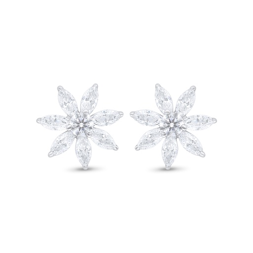 [EAR01WCZ00000C893] Sterling Silver 925 Earring Rhodium Plated Embedded With White Zircon