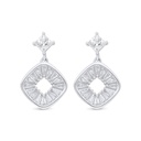 Sterling Silver 925 Earring Rhodium Plated Embedded With White Zircon