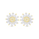 Sterling Silver 925 Earring Golden Plated Embedded With White Zircon