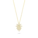 Sterling Silver 925 Necklace Golden Plated Embedded With White Zircon