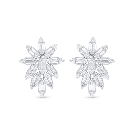 [EAR01WCZ00000C897] Sterling Silver 925 Earring Rhodium Plated Embedded With White Zircon