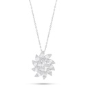 Sterling Silver 925 Necklace Rhodium Plated Embedded With White Zircon