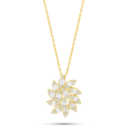 [NCL02WCZ00000B981] Sterling Silver 925 Necklace Golden Plated Embedded With White Zircon