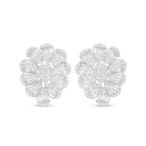 [EAR01WCZ00000C899] Sterling Silver 925 Earring Rhodium Plated Embedded With White Zircon