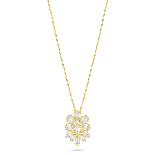 [NCL02WCZ00000B983] Sterling Silver 925 Necklace Golden Plated Embedded With White Zircon