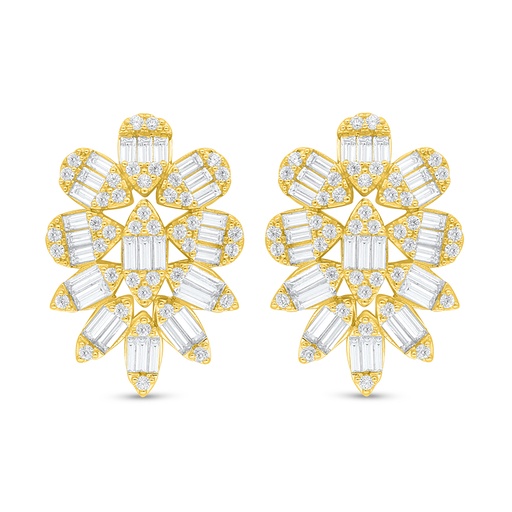 [EAR02WCZ00000C900] Sterling Silver 925 Earring Golden Plated Embedded With White Zircon