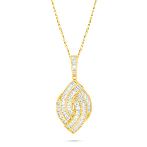 [NCL02WCZ00000B984] Sterling Silver 925 Necklace Golden Plated Embedded With White Zircon