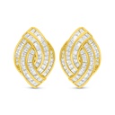 Sterling Silver 925 Earring Golden Plated Embedded With White Zircon